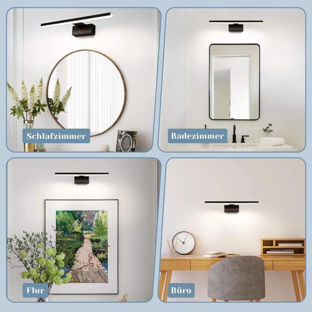 ZMH Lampada da Parete per Specchio da Bagno 30 cm 6W Nera IP44 Moderna Neutro 4000K per Cantina Cucina Armadietto