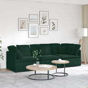 vidaXL Divano Modulare con Cuscini in Velluto Verde Scuro