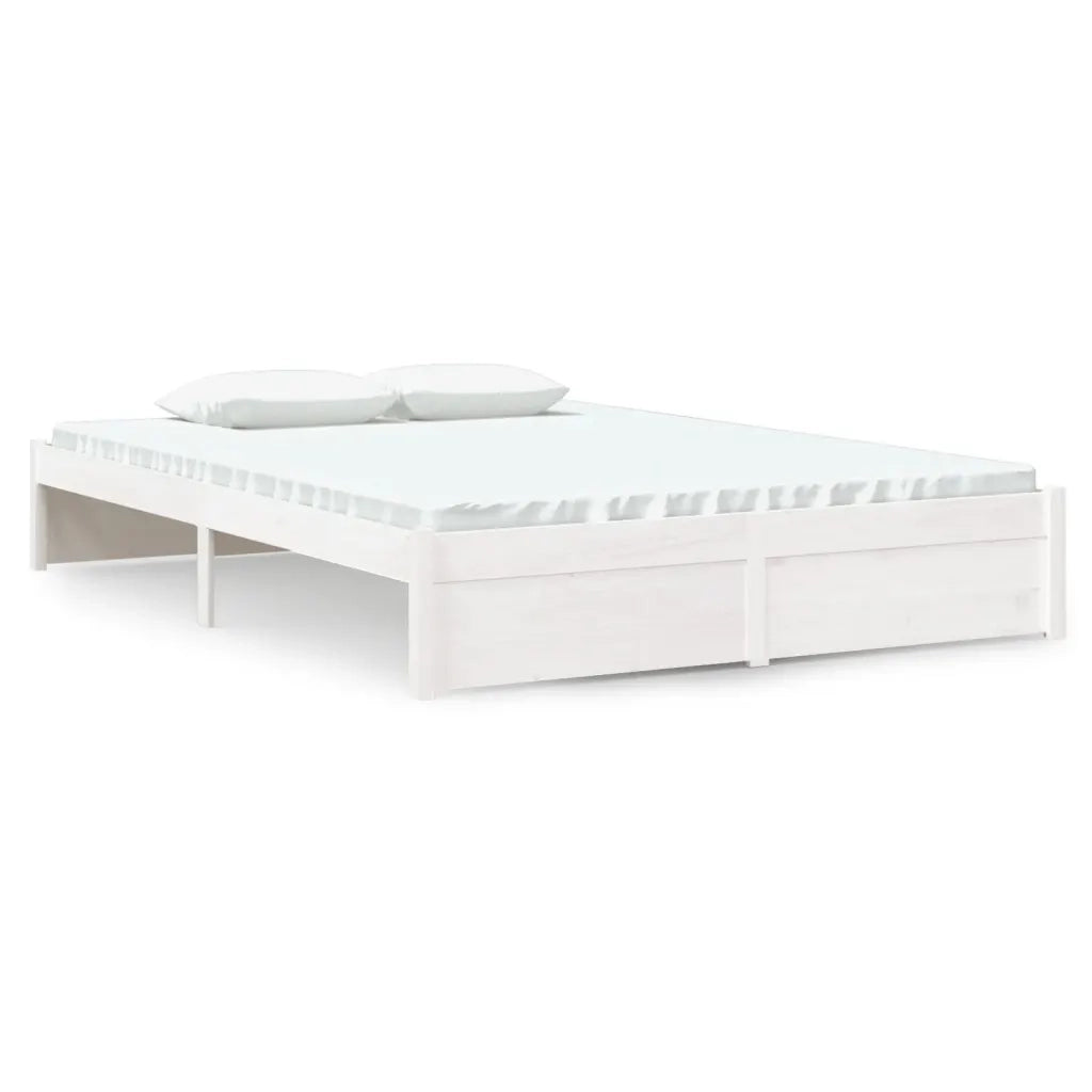 Giroletto-Struttura Letto Bianco in Legno Massello 140x190 cm 618657