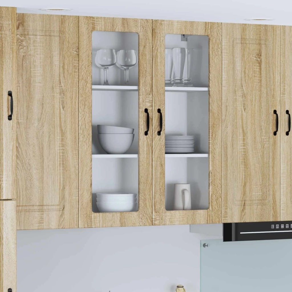 Mobile in vetro da parete LUCCA Rovere Sonoma 80 x 31 x 100 cm 885157