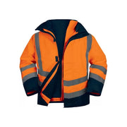 Delta Plus parka impermeabile 5 in 1 Optimum3, alta visibilita', uomo, arancio fluo e blu, EN ISO 20471 classe 3