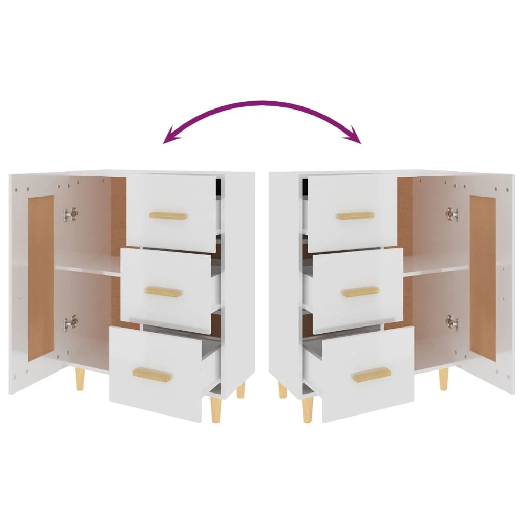 Buffet credenza cassettiera mobiletto mobile contenitore organizer per cucina soggiorno finitura lucida 69,5 x 34 x 90 cm legno ingegnerizzato bianco 02_0030744