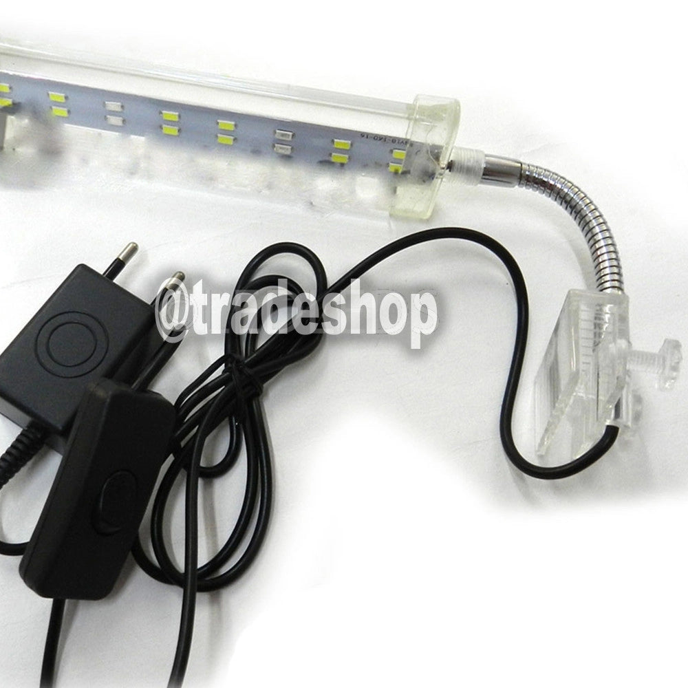 Trade Shop - Lampada Clip 22 Led Bordo Illuminazione Per Acquario Esterna Luce Bianca Blu 10w -
