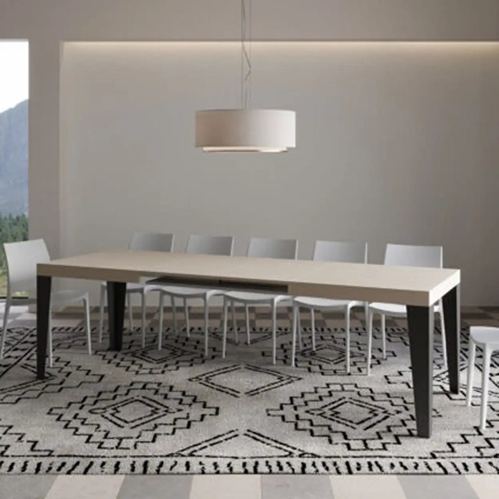 Tavolo allungabile 140/244x90 cm Flame Premium cashmere gambe antracite