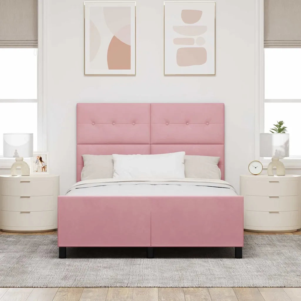 Letto a molle con testiera Rosa 160 x 200 cm Velluto