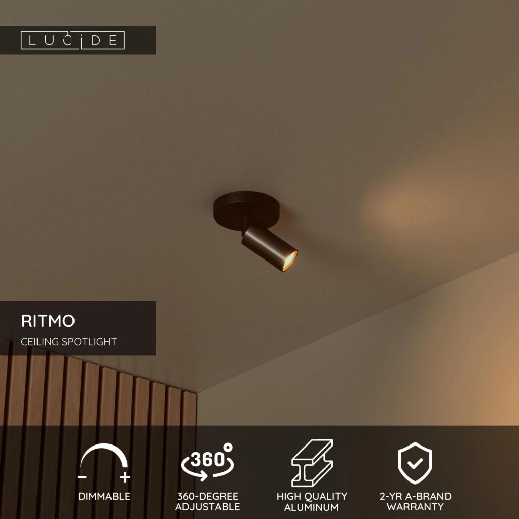 Faretto soffitto RITMO 1xMR11 marrone nero Lucide