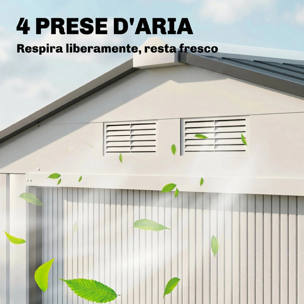 Capanno da Giardino Portautensili in Acciaio ¨C Zephmum ¨C 213x130x185 cm, Bianco