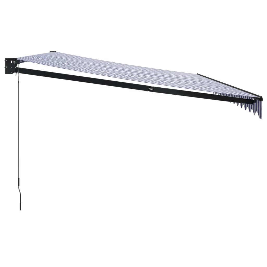 Tenda da Sole Retrattile Blu e Bianca 5x3 m Tessuto e Alluminio