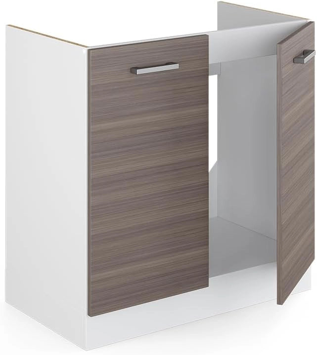 Mobile lavello cucina R-Line, Grigio nobile, 80 cm senza piano di lavoro, per la libera combinazione all'interno di sistemi cucina modulari
