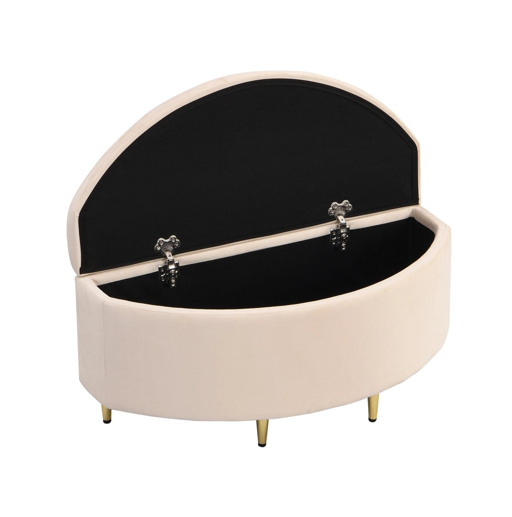 Ottomana contenitore 90x40x42 cm con ampio spazio contenitore in velluto beige