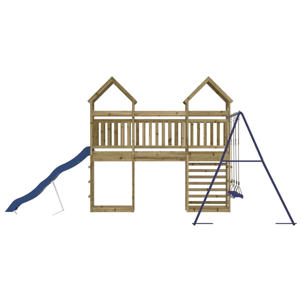 Altalene per parco giochi all'aperto scivolo altalene robuste giochi da giardino 315 x 547 x 264 cm legno di pino impregnato 02_0004703