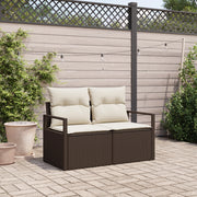Divano da Giardino a 2 Posti con Contenitore e Cuscini in Polyrattan Marrone