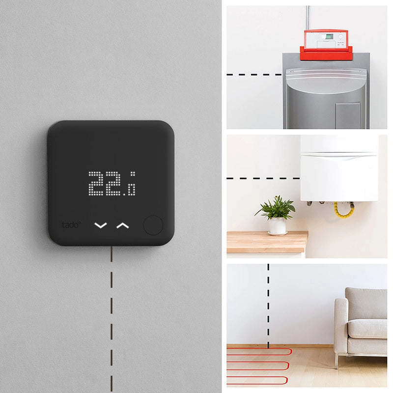 TADO¬∞ termostato kit di base V3+. Termostato Intelligente cablato. Compatibile con Alexa e Google Assistant. Nero