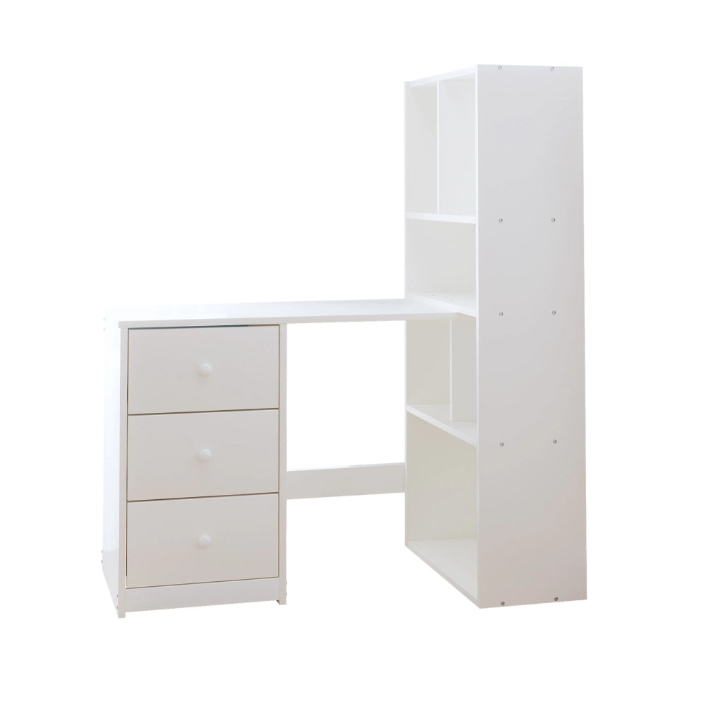 Scrivania angolare con libreria 117 x 63 x 135 cm; bianca; in legno