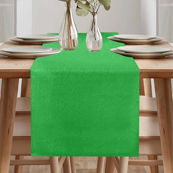 Tavolo da pranzo in stile rustico, lavabile, tavolo da pranzo con aspetto di lino, impermeabile all'acqua, tavolo da pranzo per sala da pranzo, festa, decorazione di vacanza (verde erba, 40 x 240 cm)