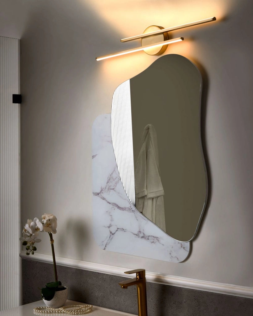 Lampada a LED per specchio/immagine Metallo oro Luce LED acrilica Lampada per specchio da bagno Design moderno e minimalista