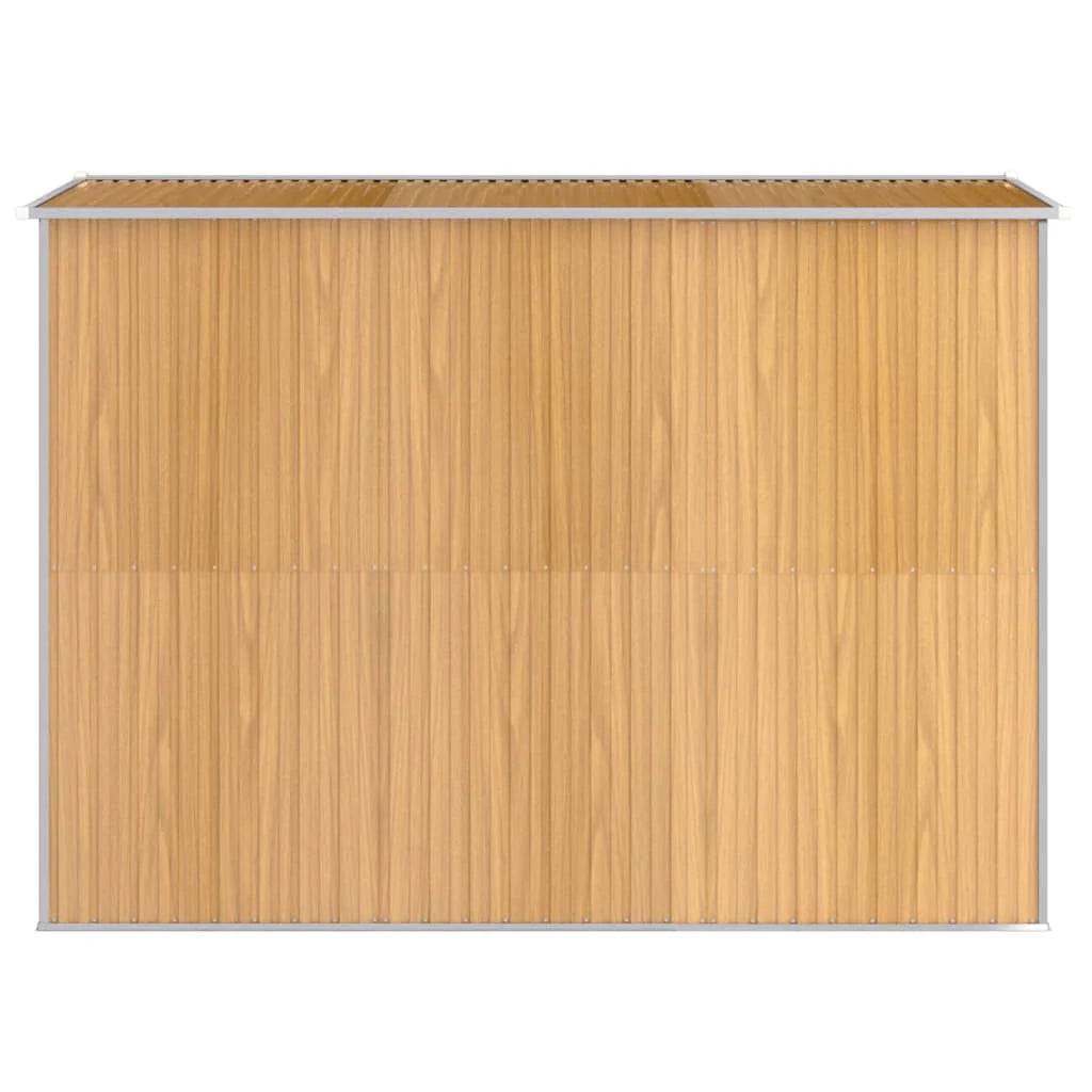 Casetta da giardino cabina ripostiglio casetta da esterno robusta casetta per attrezzi colore chiaro 192 x 274 x 223 cm acciaio zincato marrone 02_0022303