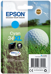 Epson Golf ball Singlepack Cyan 34XL DURABrite Ultra Ink