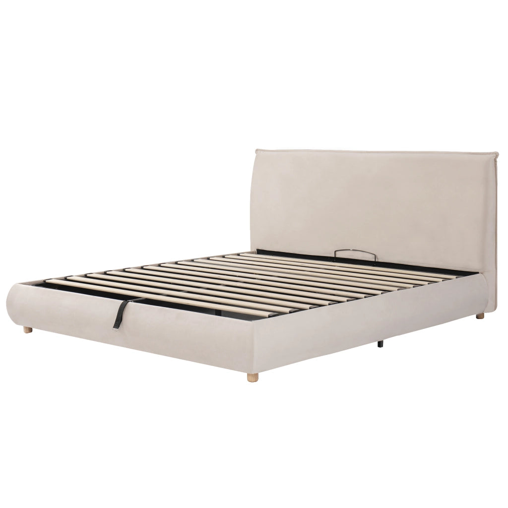 letto imbottito velluto crema 194 x 218 cm