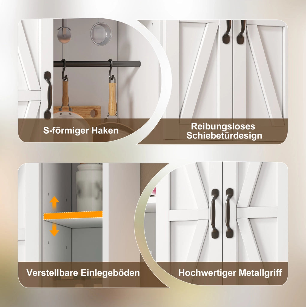 Mobile pensile da cucina con 2 ante scorrevoli e ripiani regolabili; 80x31x76 cm; MDF bianco