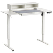 Scrivania regolabile elettricamente Piano bianco Struttura e gambe in acciaio 120 x 60 cm Stand and Sit Tappetino per mouse Design moderno