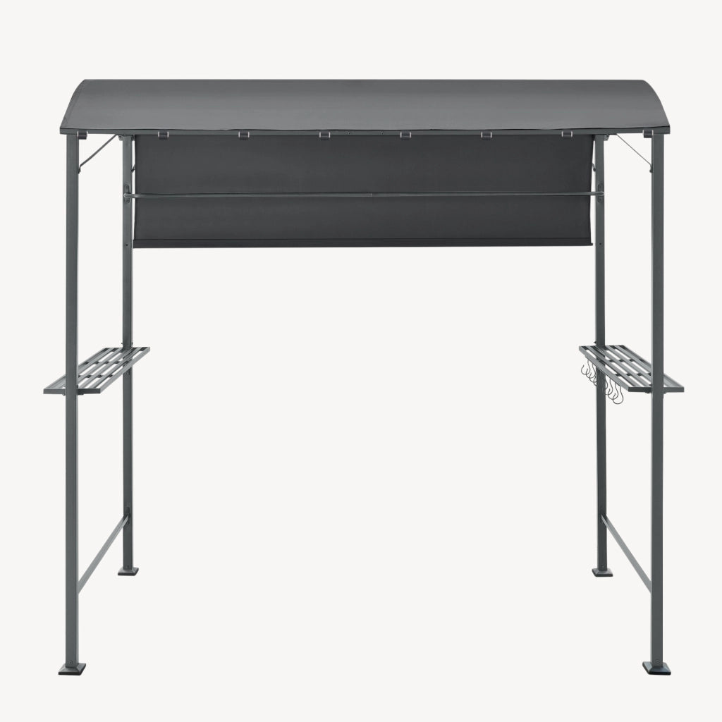 Gazebo per Barbecue Pyrgos con 2 Ripiani 215 x 220 x 140 cm - Grigio Scuro [en.casa]
