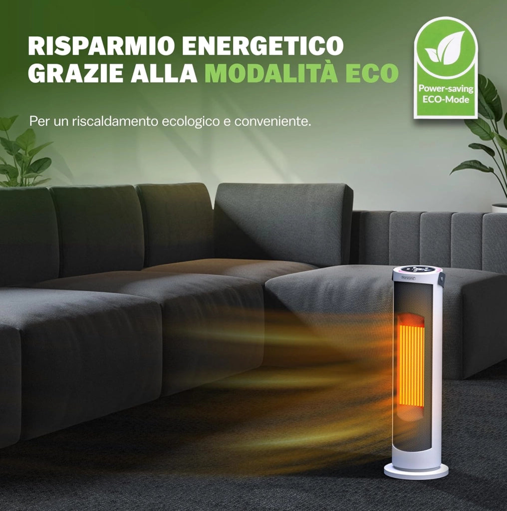 Termoventilatore da 2000W 15-35°C modalità Eco Teleocmando Display Touch LED Luminosi