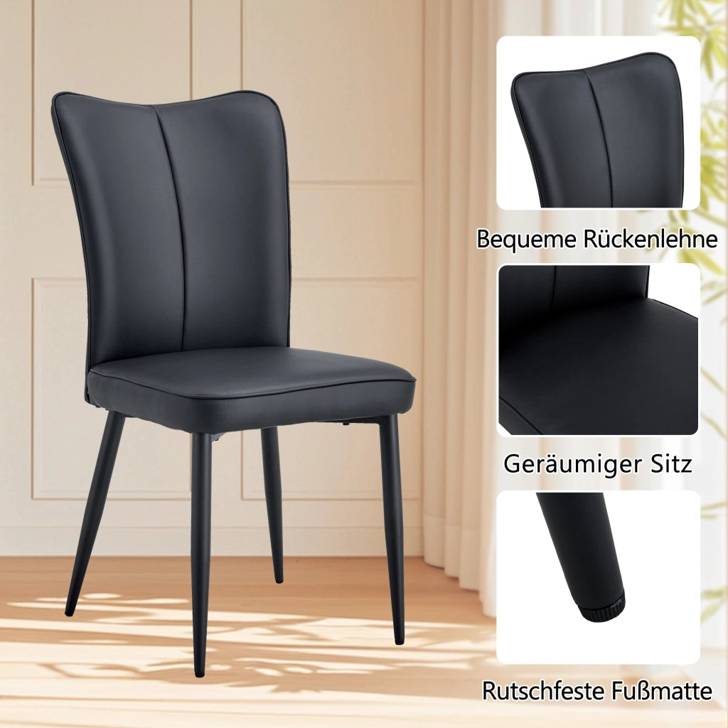 Tavolo da pranzo rotondo con 2 sedie, piano in MDF e vetro, stile minimalista, per soggiorno, nero, diametro 100 cm