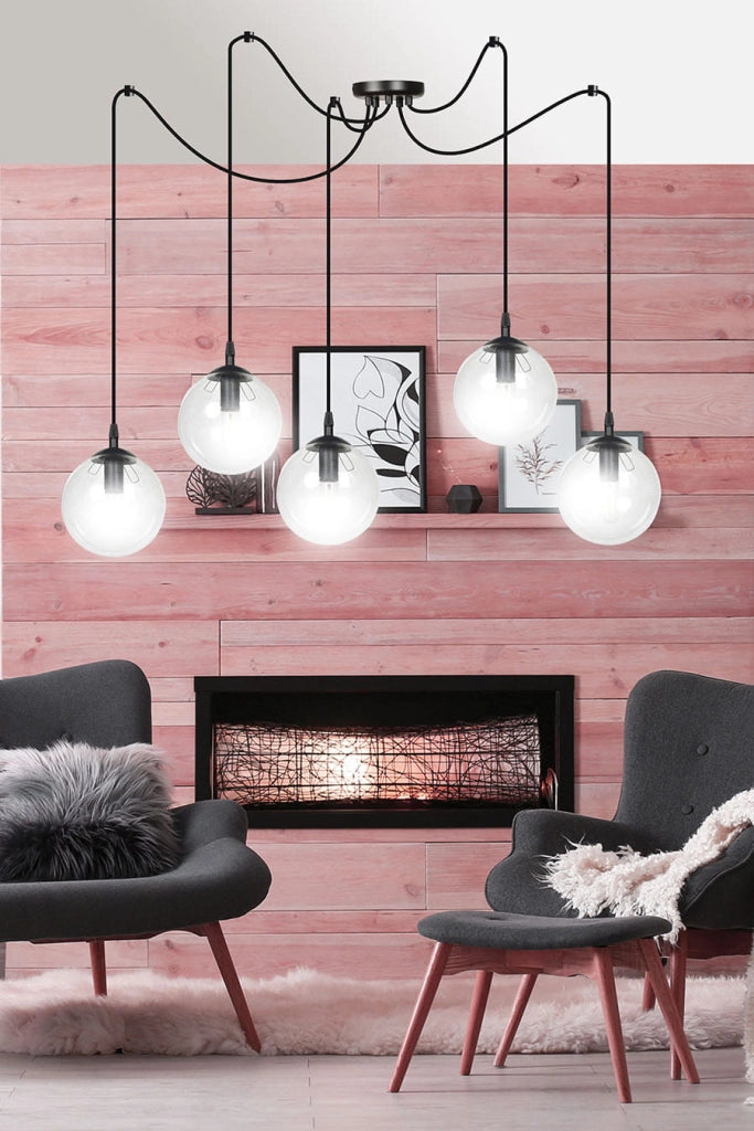 Lampadario Emibig GIGI 5xE14 nero vetro trasparente IP20