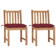 Sedie da Giardino 2 pz con Cuscini in Legno Massello di Teak