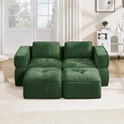 Divano modulare 198x162x67 cm in poliestere verde con seduta profonda e base antiscivolo