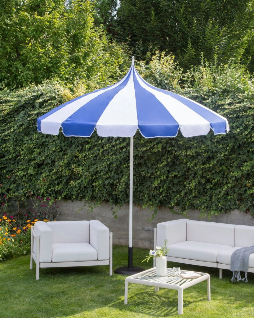 Ombrellone da giardino in tessuto poliestere blu con palo in alluminio blu e bianco ⌀ 245 cm Elegante e moderno