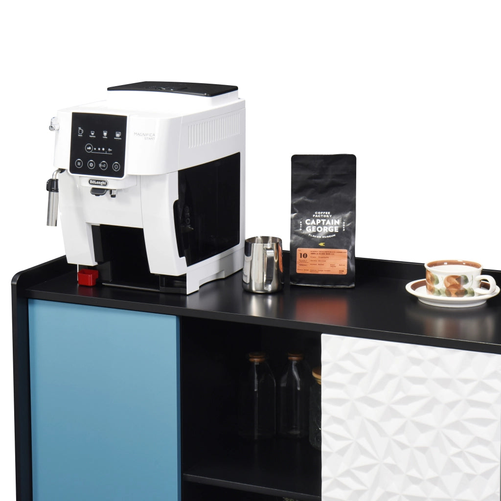 Credenza Buffet con Ante Blu e Cassetti ¨C Xylo ¨C Nero, 2 Cassetti, Design Moderno