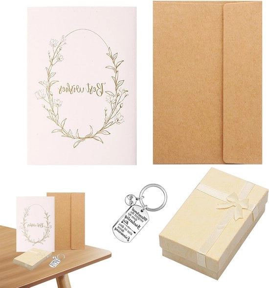 Gravata con Motivazione e Auguri per il Natale - Carta di Ringraziamento e Cassetta di Regalo in Carta Gialla - Ideale Regalo per Amici, Famiglia e Colleghe