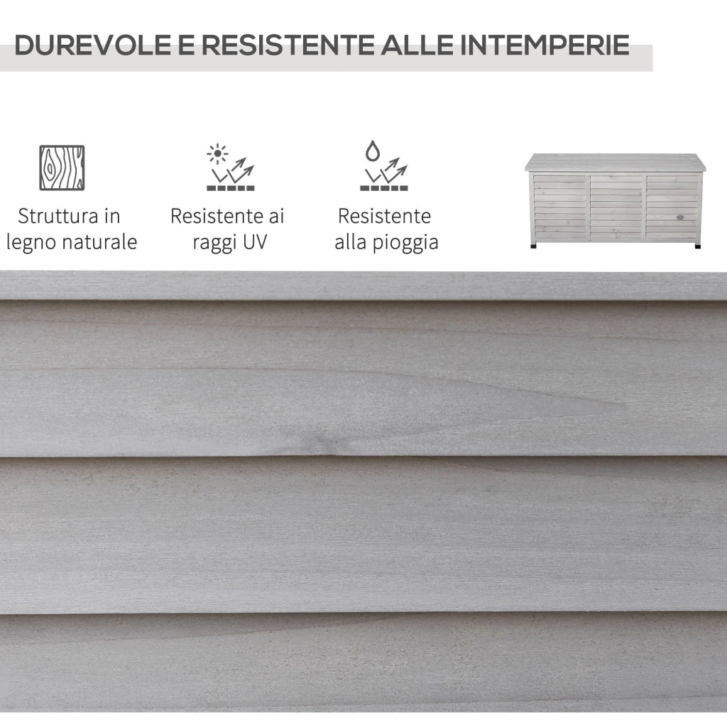 Panca Contenitore da Giardino 127x56x60 cm in Legno di Abete Grigio