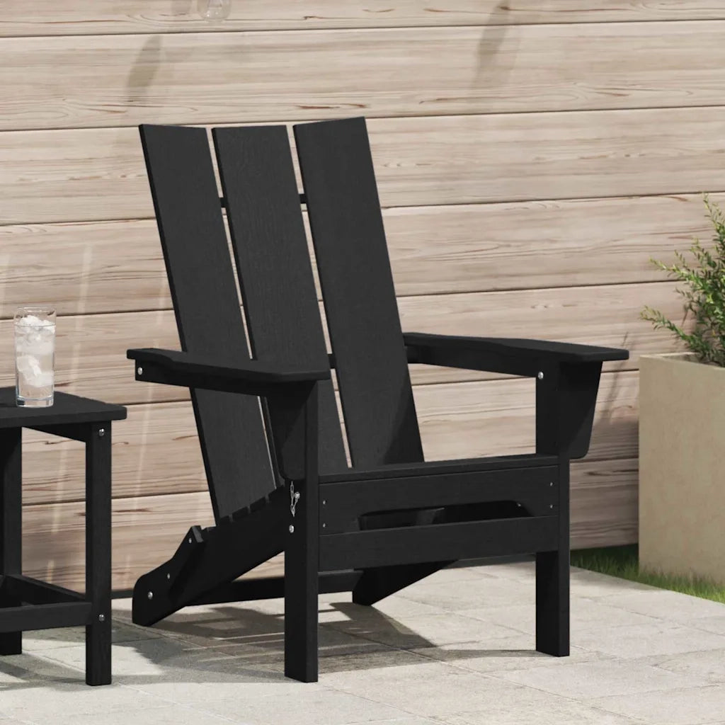 Sedia da Giardino | Sedia Adirondack Pieghevole Nero 80,5 x 74,5 x 92 cm HDPE