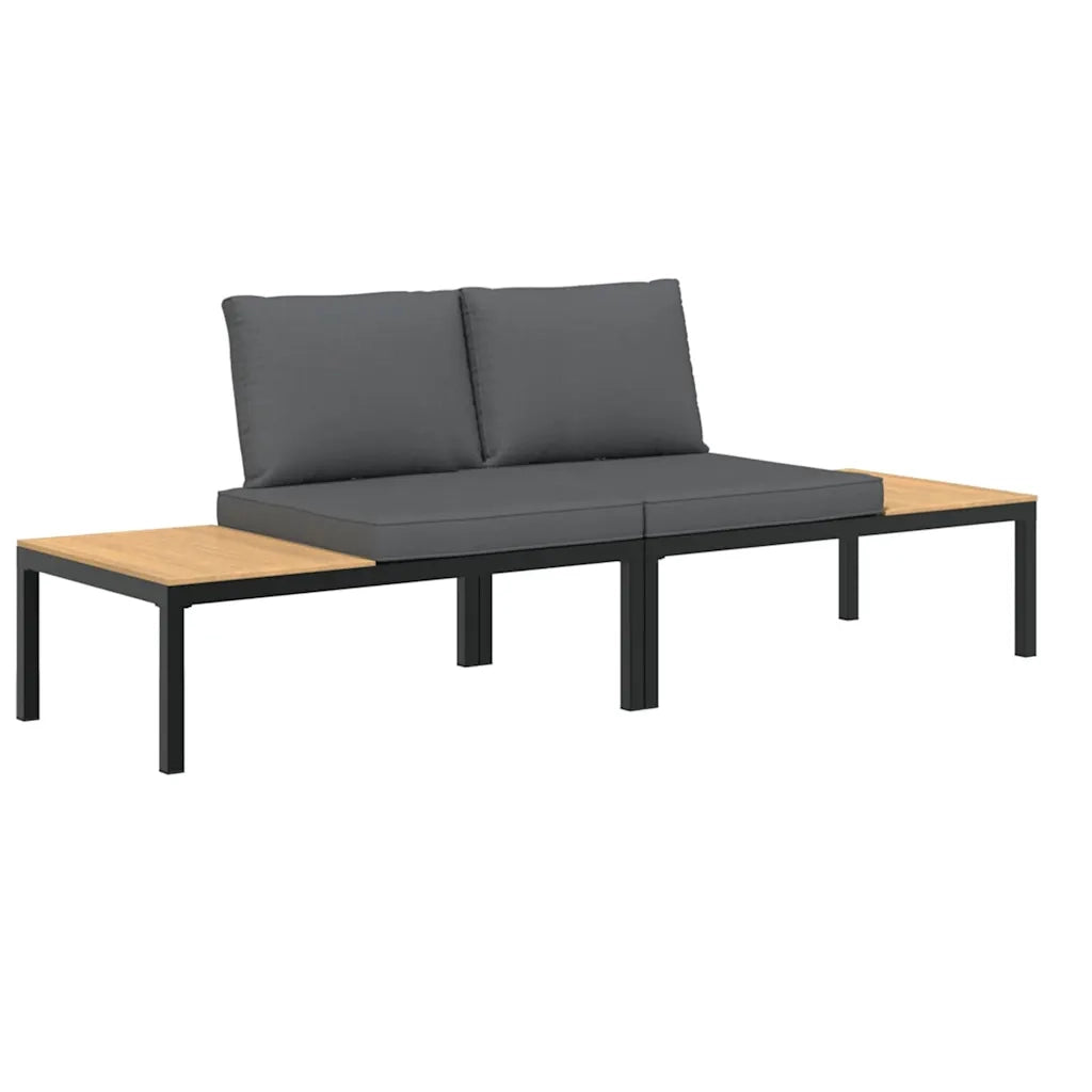 Set Divani da Giardino 2 pz con Cuscini in Alluminio Nero