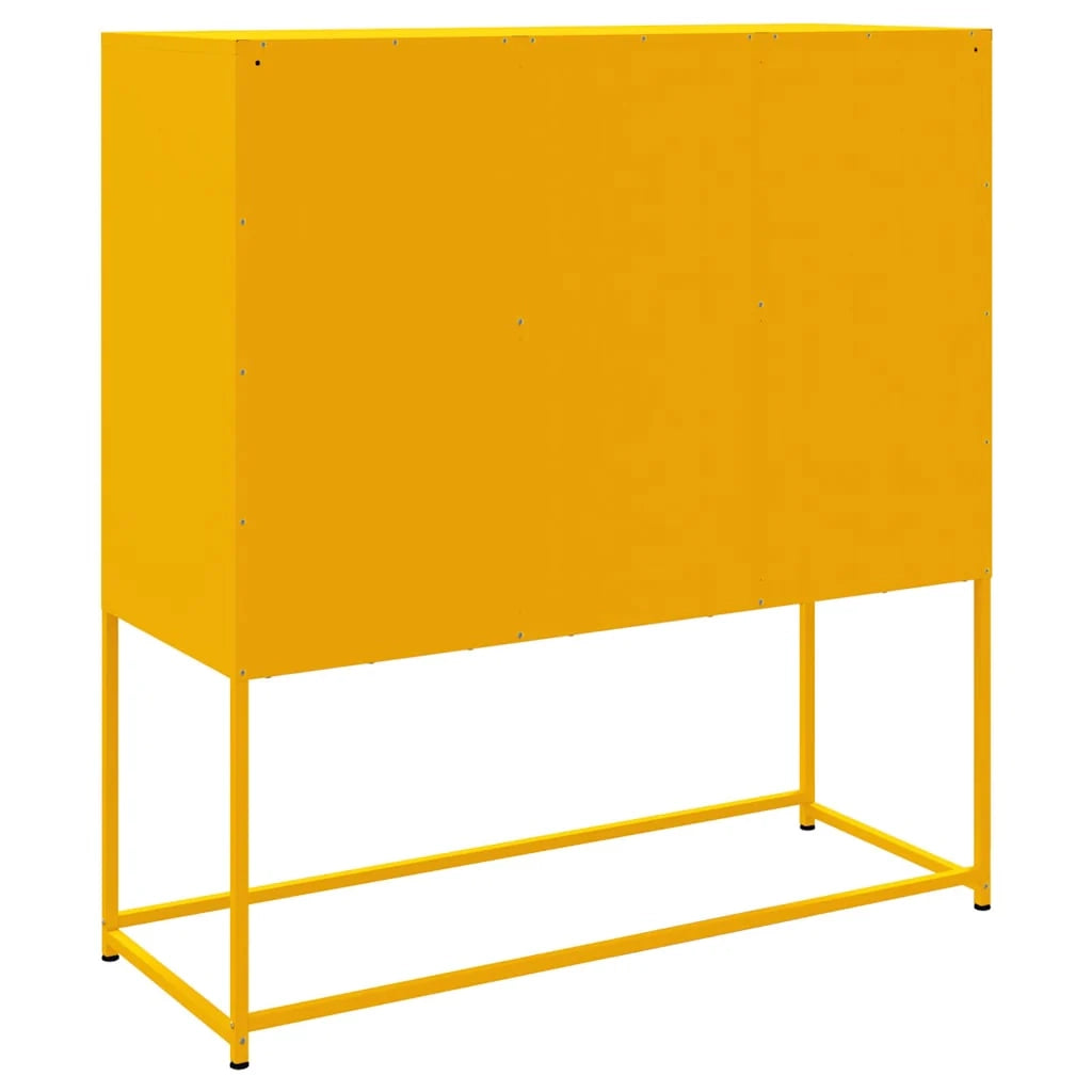 Buffet credenza cassettiera armadio mobile contenitore organizer cucina soggiorno salotto alto giallo senape 100,5 x 39 x 107 cm acciaio giallo 02_0034730