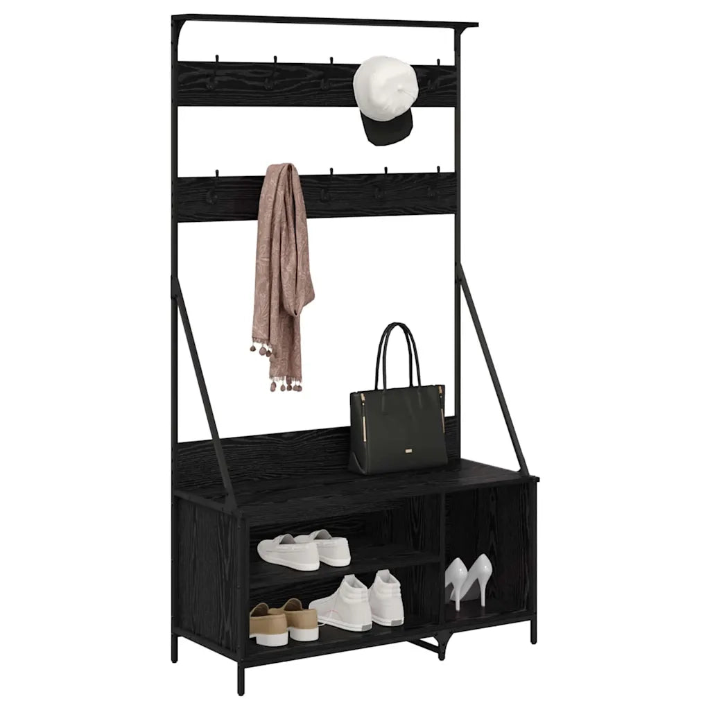 Stendibiancheria con lo scaffale Rovere Nero 100 x 41 x 184 cm 882891