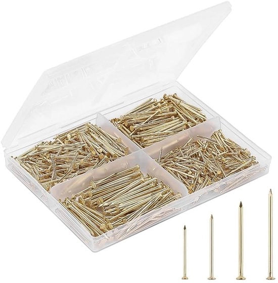 Nageli per chiodi a testa piatta 200 pezzi - Costruzione robusta - Adatto per legno - Progetti di fai da te - Decorazione per cornice fotografica - Punta affilata - Chiodi a testa piatta
