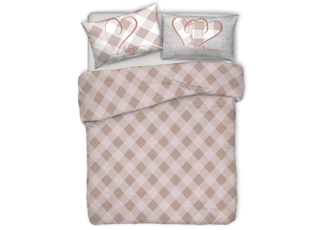 Copriletto Piquet Primavera Estate 100% Cotone Disegno Lovely Check - Singolo - Beige
