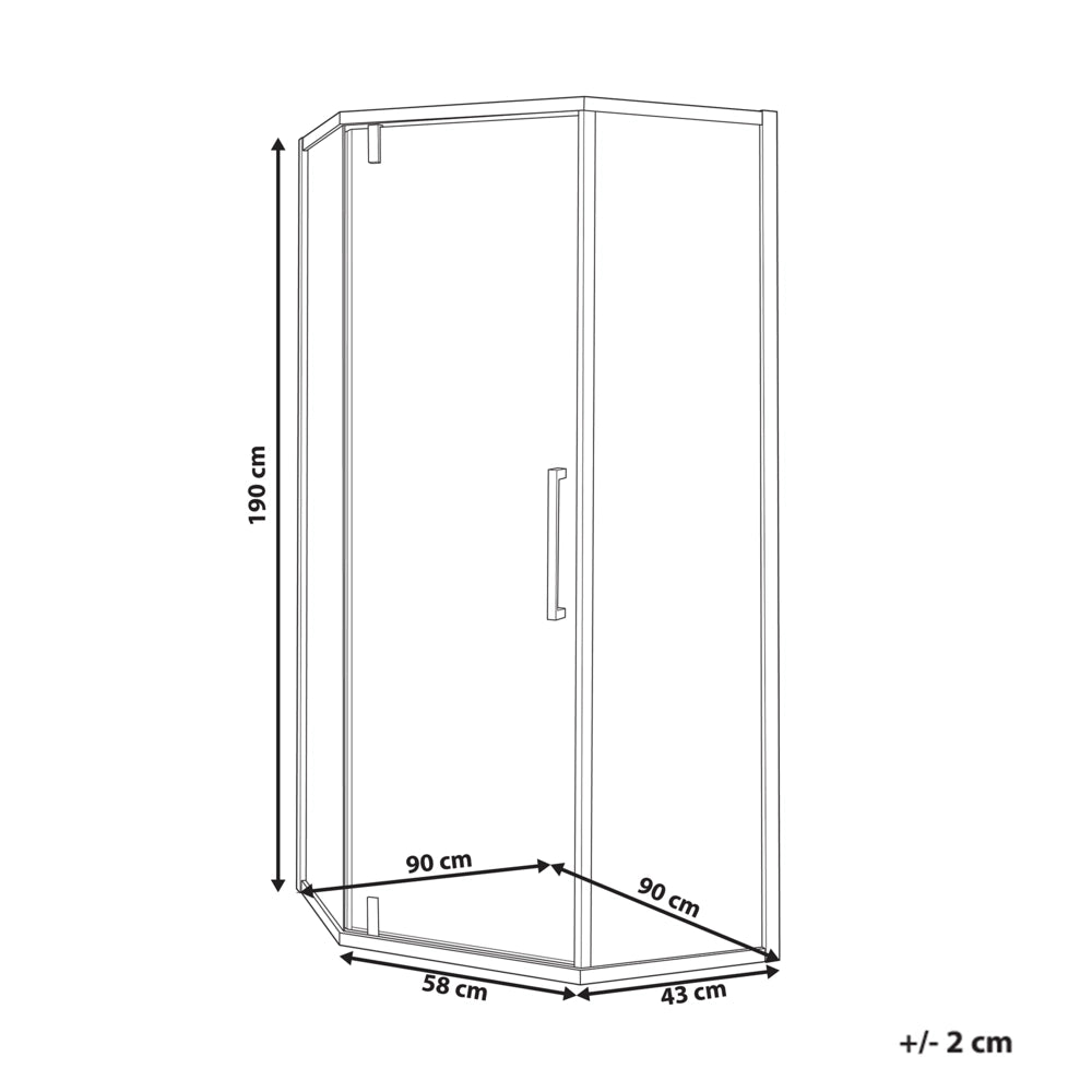 Cabina doccia in vetro temperato nero telaio in alluminio 90 x 90 x 190 cm porta trasparente a battente