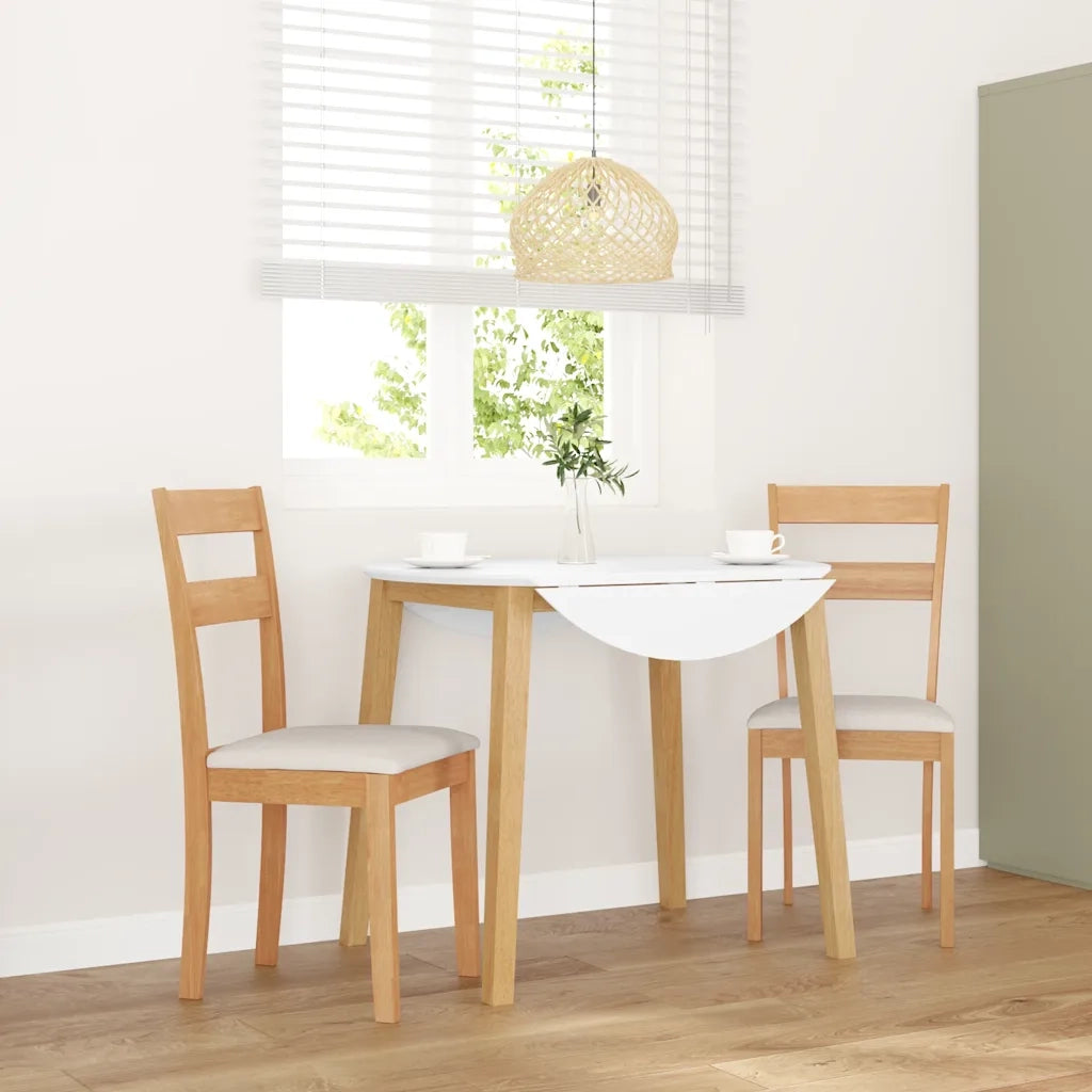 vidaXL Sedie da Pranzo con Cuscini 2 pz Naturale Legno Massello Hevea