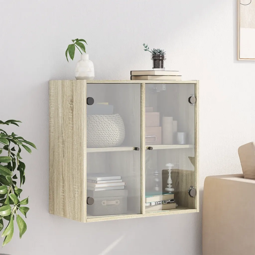 Mobile a Muro con Ante in Vetro Rovere Sonoma 68x37x68,5 cmcod mxl 111148