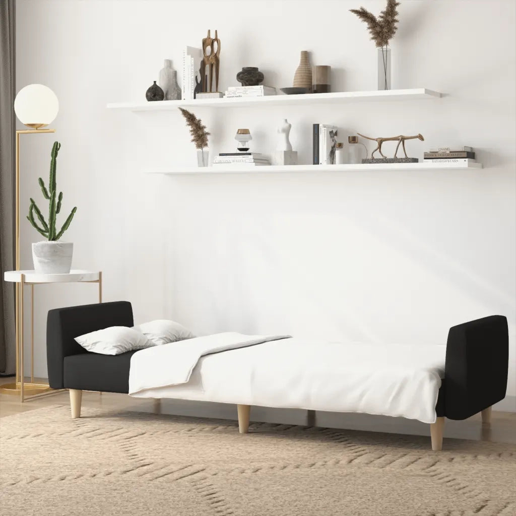 Divano Letto a 2 Posti Nero in Tessuto 375786