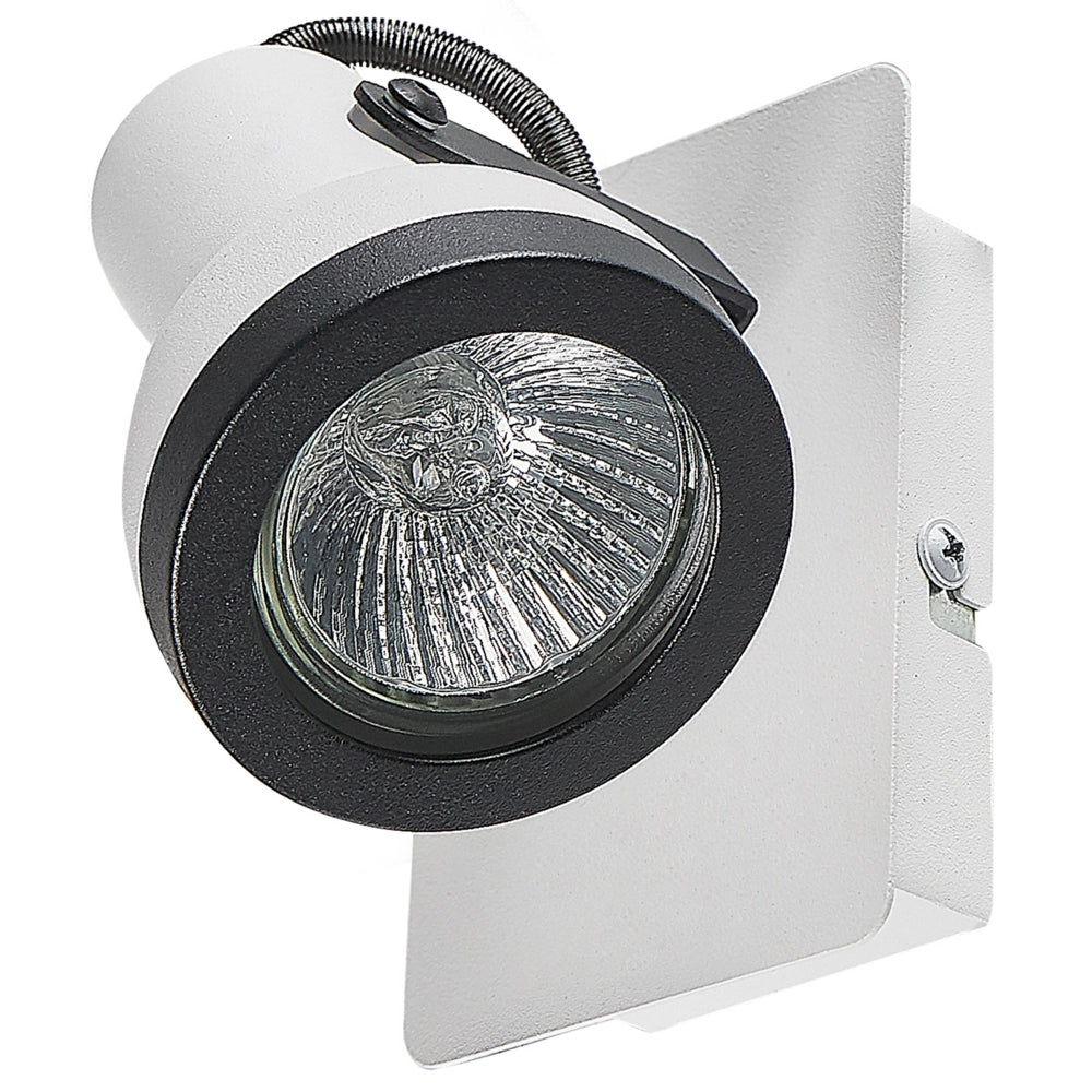 Set di 2 Lampade da parete in metallo bianco e nero 1 luce a con paralume a faretto