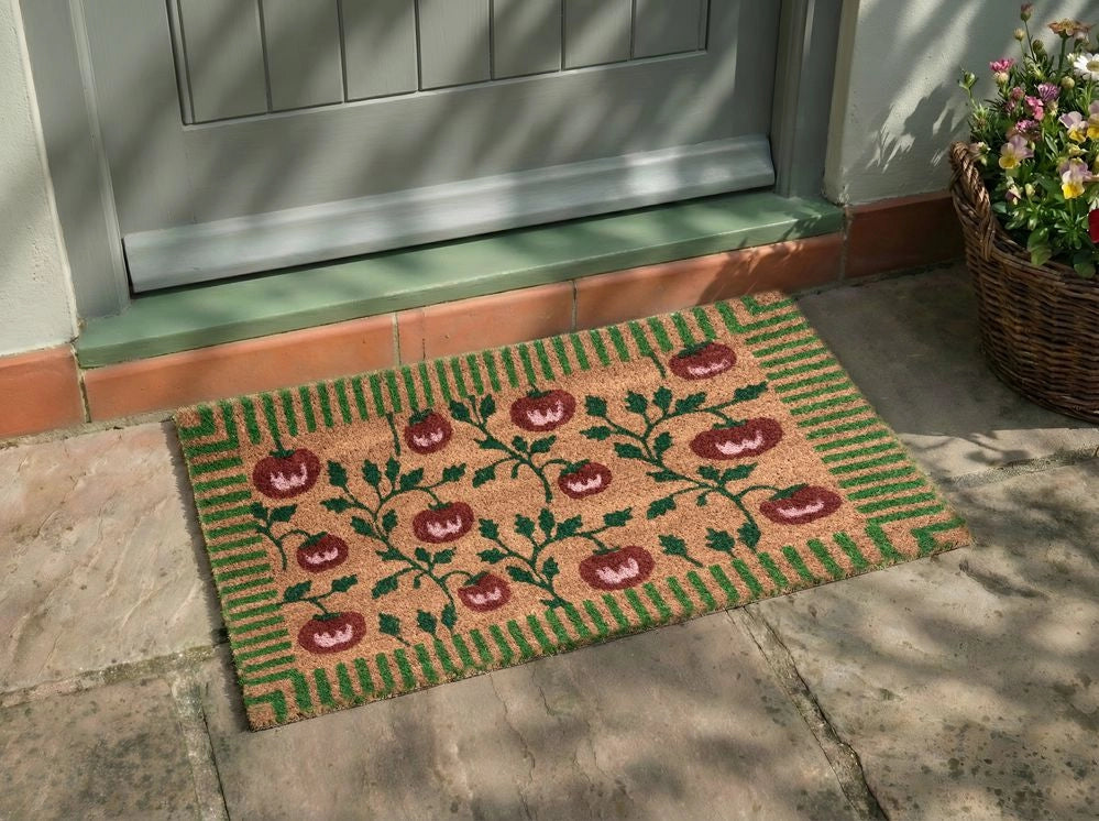 Zerbino in fibra di cocco naturale con fondo antiscivolo in PVC 50 x 80 cm Decorazione Classico Motivo tradizionale a motivi vegetali