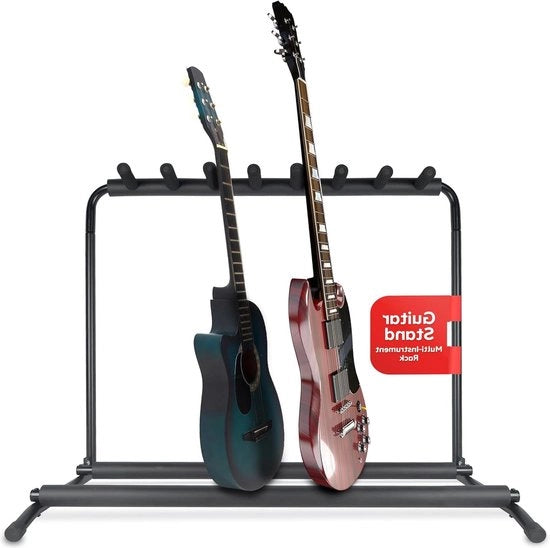 Standardeggiante per chitarra multiopprimaibile per 7 chitarre - Supporti per chitarre con imbottitura antiscivolo in gomma