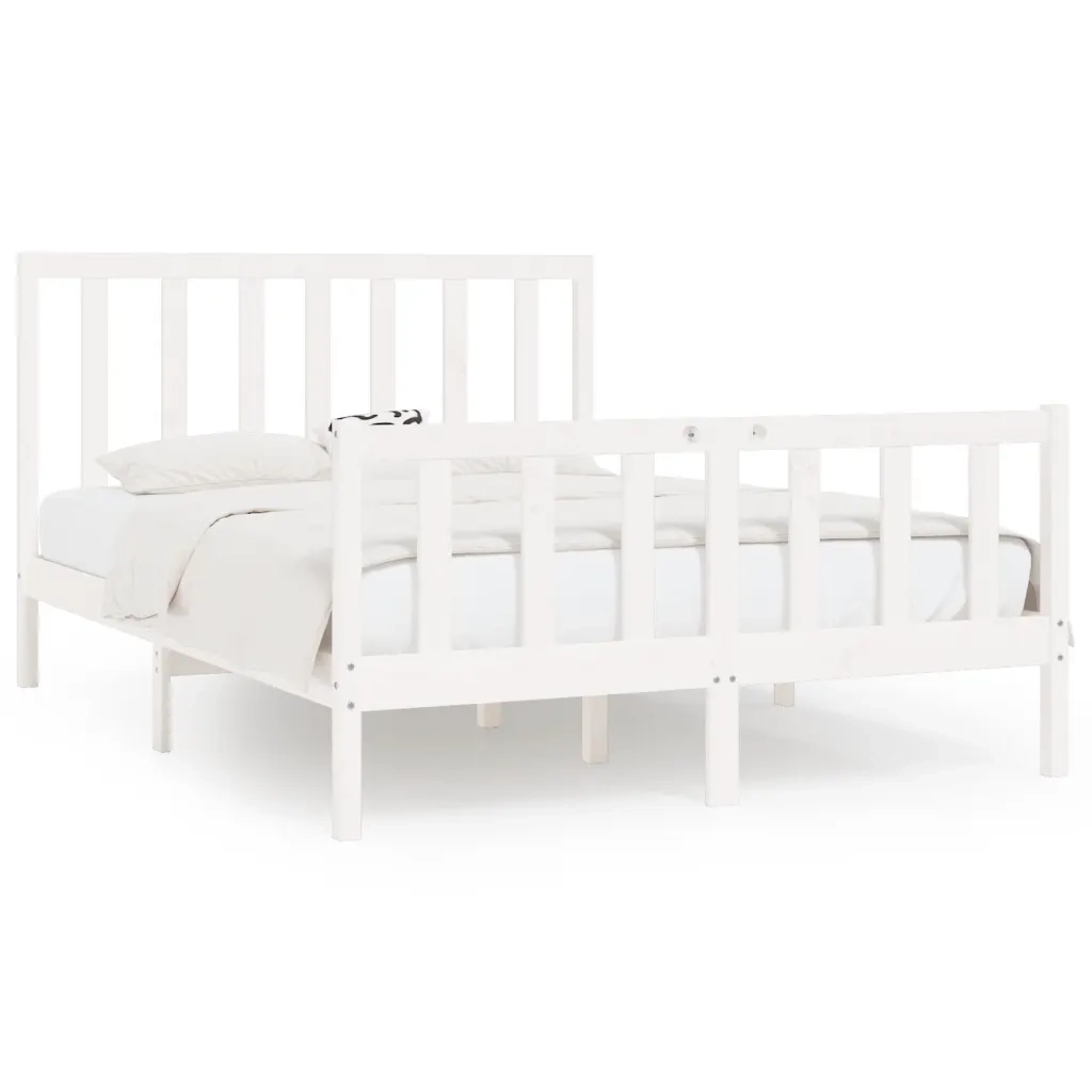Giroletto-Struttura Letto Bianco in Legno Massello 140x200 cm 573169