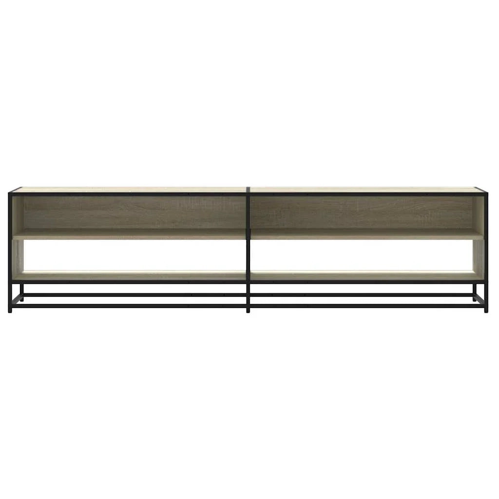 Mobile porta TV in stile industriale con ampio vano contenitore 180,5 x 40 x 46 cm realizzato in legno ingegnerizzato di rovere Sonoma 02_0055618